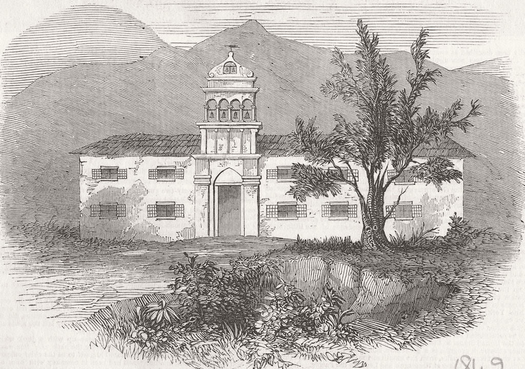 CEPHALONIA. St Gerasimos convent, Black Mountain 1849 old antique print